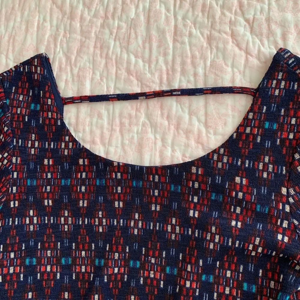 Red Camel Dress Juniors S Blue Fit & Flare Belted 3/4 Sleeve Scoop Back